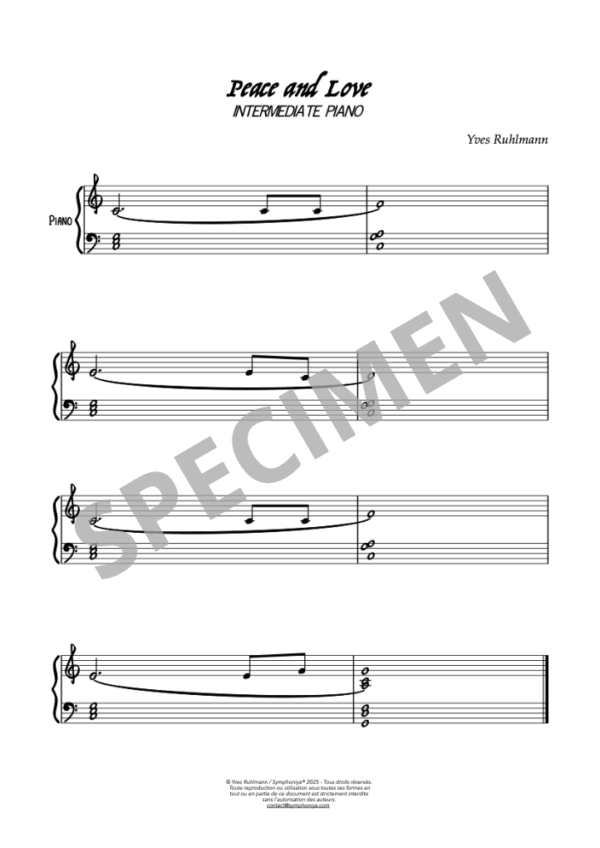 Paix et Amour (Peace and Love) – Intermediate Piano | Sheet Music