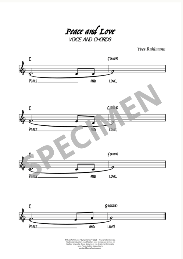 Paix et Amour (Peace and Love) – Voice and chords | Sheet Music