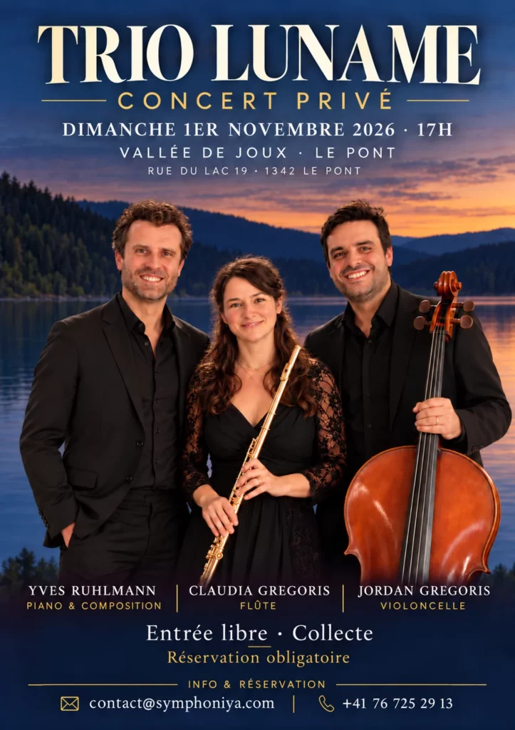 Affiche du concert du Trio Luname, dimanche 1er novembre 2026 au Pont, Vallée de Joux